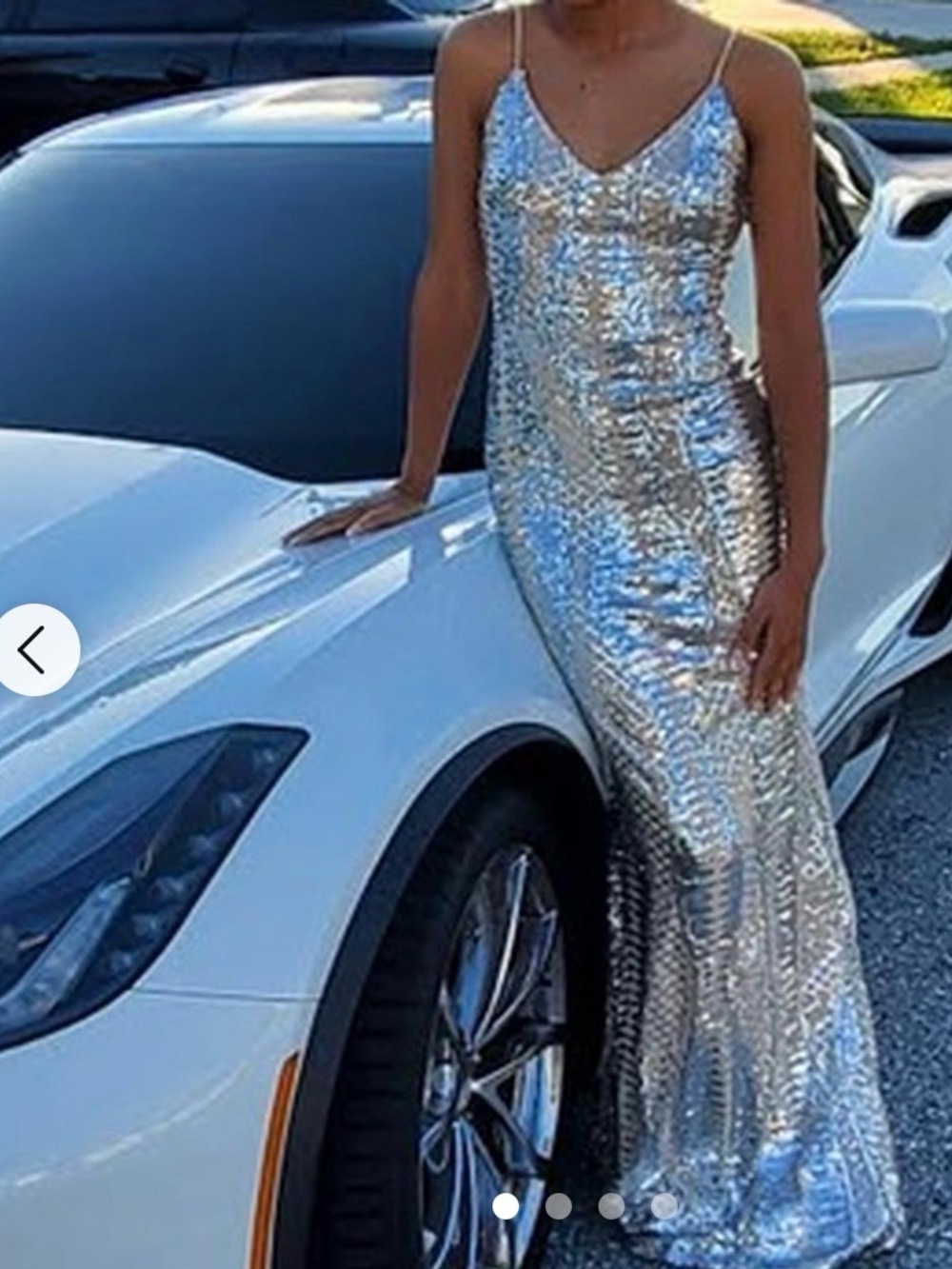 Windsor Silver Sequin Mermaid Gown Women’s Size L Formal Prom Evening Dress Glam